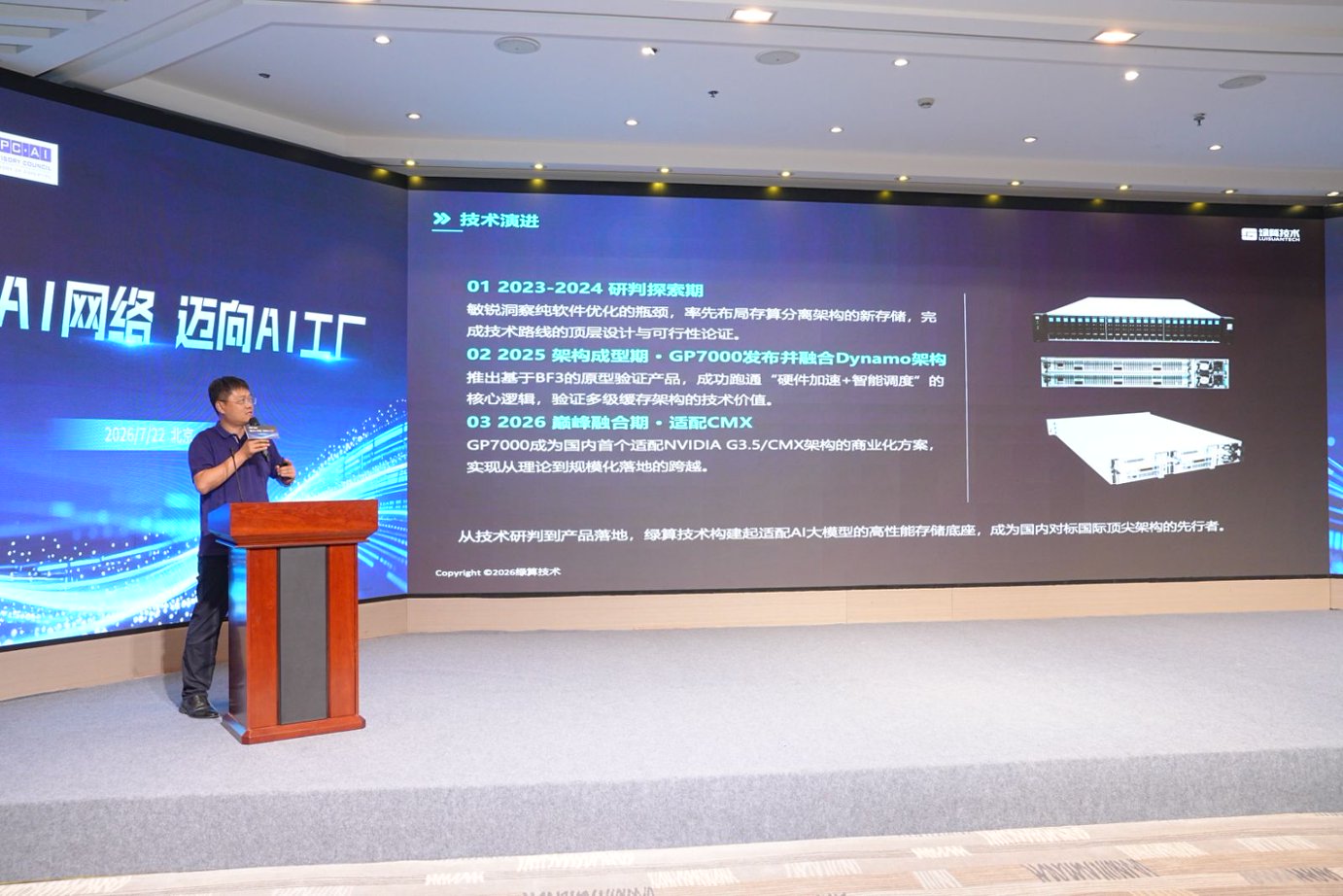 演讲现场：大屏展示GP7000技术演进路线